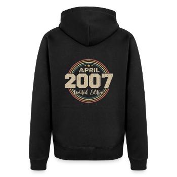 April 2007 Retro April 2007 Birthday Gift - Unisex Premium Organic Zip Hoodie - black - Back - Nico (187cm)