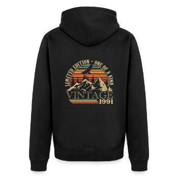 1991 Vintage Cadeau Anniversaire 1991 Retro 1991 - Veste à capuche bio Premium Unisexe - noir - Dos - Nico (187cm)