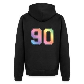 90 Number Colorful - Unisex Premium Organic Zip Hoodie - black - Back - Nico (187cm)