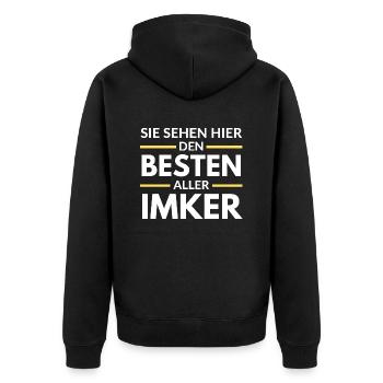 Sie sehen hier den Besten aller Imker - Unisex Premium Bio Zip Hoodie - Schwarz - Hinten - Nico (187cm)