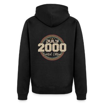 2000 Geburtstag Juli 2000 Geschenk Juli 2000 - Unisex Premium Bio Zip Hoodie - Schwarz - Hinten - Nico (187cm)