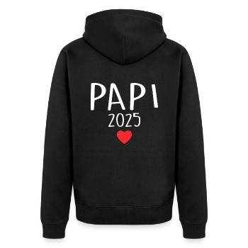 papa - futur papa 2025 - Veste à capuche bio Premium Unisexe - noir - Dos - Nico (187cm)