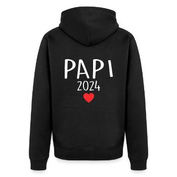 papa - futur papa 2024 - Veste à capuche bio Premium Unisexe - noir - Dos - Nico (187cm)