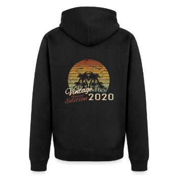 Jahrgang 2020 Geburtstagsgeschenk 2020 Retro 2020 - Unisex Premium Bio Zip Hoodie - Schwarz - Hinten - Nico (187cm)