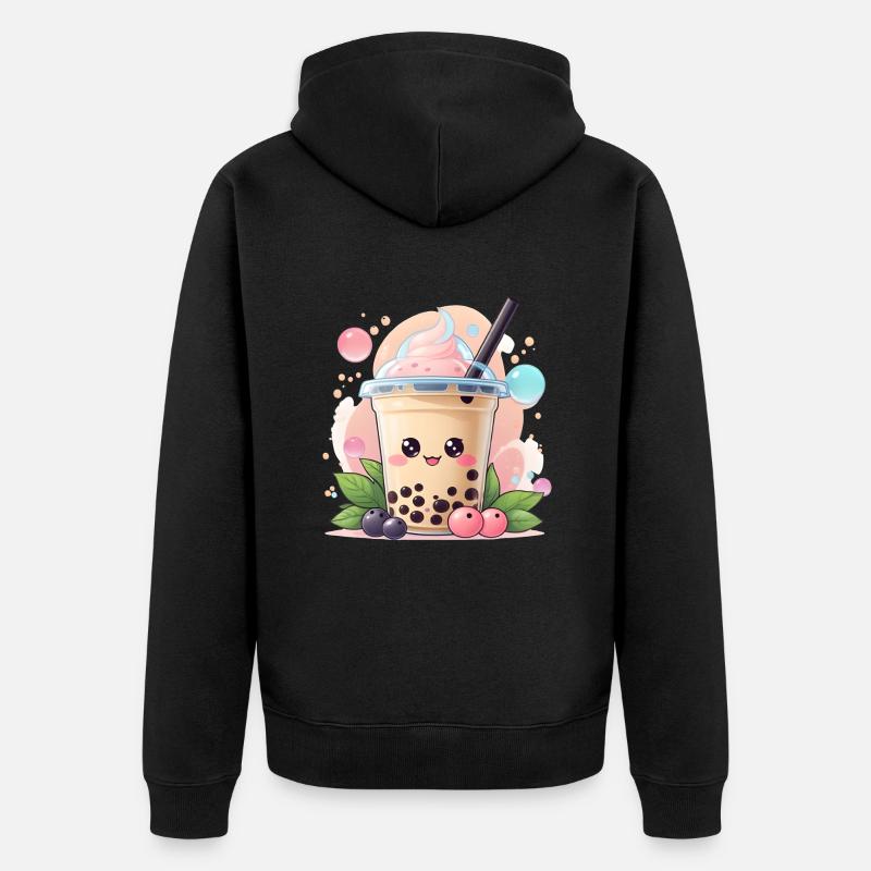 Kawaii Bubble Tea - Unisex Premium Bio Zip Hoodie - Schwarz