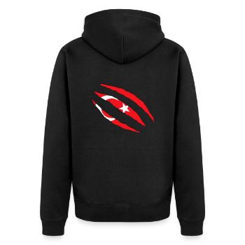 Türkei - Türkiye - Unisex Premium Bio Zip Hoodie - Schwarz - Hinten - Nico (187cm)