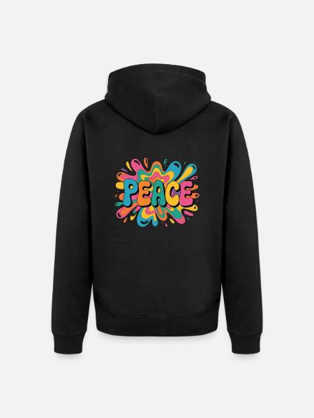 Peace 1960s psychedelic pop-art design - Unisex Premium Organic Zip Hoodie - black