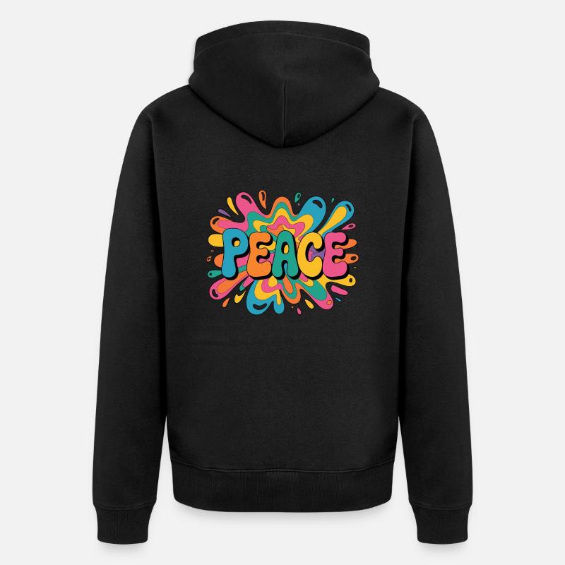 Peace 1960s psychedelic pop-art design - Unisex Premium Bio Zip Hoodie - Schwarz