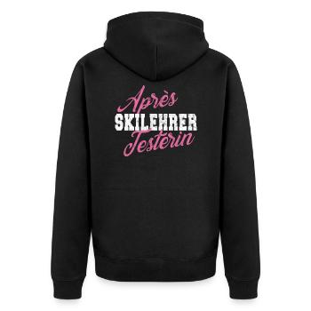 Witziges Après Ski Skifahrer Frauen Fun Geschenk - Unisex Premium Bio Zip Hoodie - Schwarz - Hinten - Nico (187cm)
