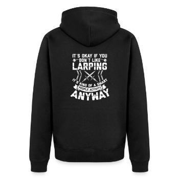 LARP is | for smart people Proverbs Gifts - Unisex Premium Organic Zip Hoodie - black - Back - Nico (187cm)