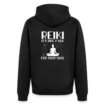 Reiki Proverbes | Reiki Maître Spirituel Cadeaux - Veste à capuche bio Premium Unisexe - noir - Dos - Nico (187cm)