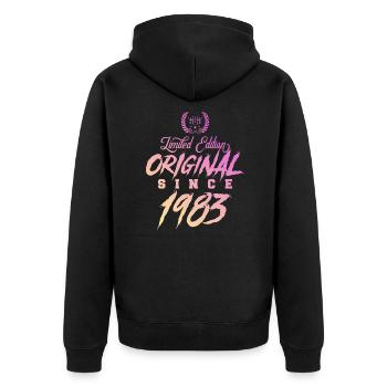 1983 limited edition Original - Unisex Premium Organic Zip Hoodie - black - Back - Nico (187cm)