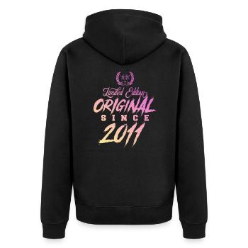 2011 limited edition original - Unisex Premium Bio Zip Hoodie - Schwarz - Hinten - Nico (187cm)