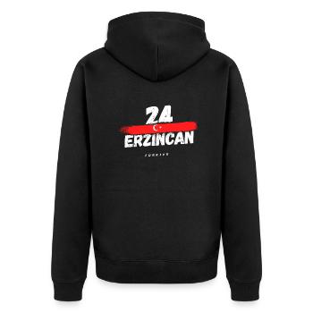 Erzincan 24 Türkiye Türkei - Unisex Premium Bio Zip Hoodie - Schwarz - Hinten - Nico (187cm)