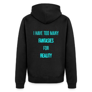 Fantasies for reality - This is where magic is created! - Unisex Premium Organic Zip Hoodie - black - Back - Nico (187cm)