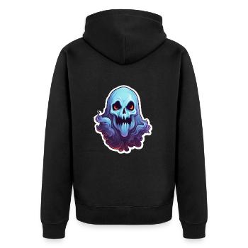 Halloween Ghost - Unisex Premium Organic Zip Hoodie - black - Back - Nico (187cm)