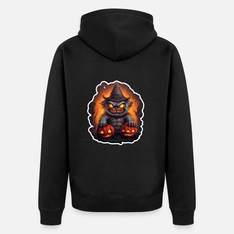 Monstres d’Halloween - Veste à capuche bio Premium Unisexe - noir