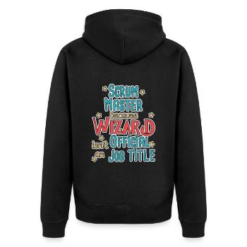 Scrum Master Wizard - Unisex Premium Bio Zip Hoodie - Schwarz - Hinten - Nico (187cm)