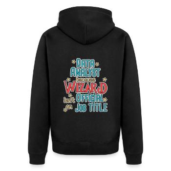 Data Analyst Wizard - Unisex Premium Bio Zip Hoodie - Schwarz - Hinten - Nico (187cm)