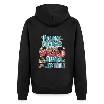 Assistant Chef de projet - Veste à capuche bio Premium Unisexe - noir - Dos - Nico (187cm)