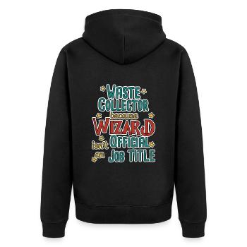 Waste collector Wizard - Unisex Premium Bio Zip Hoodie - Schwarz - Hinten - Nico (187cm)