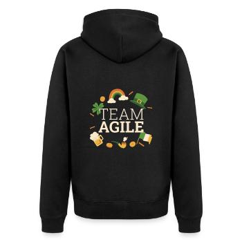 Team Agile St Patricks Day Scrum Master - Unisex Premium Organic Zip Hoodie - black - Back - Nico (187cm)