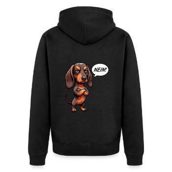 Nein Dackel Dackelbesitzer Dackelliebhaber Teckel - Unisex Premium Bio Zip Hoodie - Schwarz - Hinten - Nico (187cm)