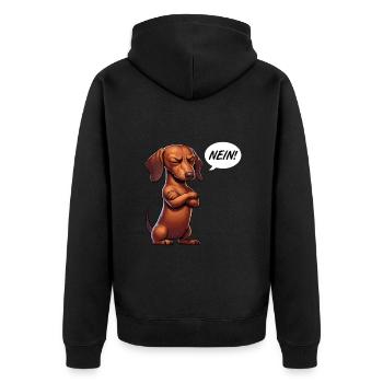 Nein Dackel Dackelbesitzer Dackelliebhaber Teckel - Unisex Premium Bio Zip Hoodie - Schwarz - Hinten - Nico (187cm)