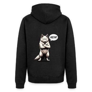 Nein Weißer Schäferhund Schäferhund Schäferhunde - Unisex Premium Bio Zip Hoodie - Schwarz - Hinten - Nico (187cm)