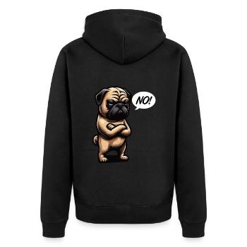 Pas de carlin, carlins, propriétaire de carlin, amoureux de carlin, chien carlin - Veste à capuche bio Premium Unisexe - noir - Dos - Nico (187cm)