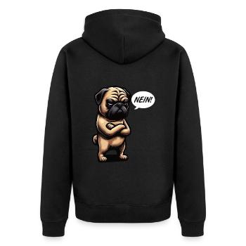 Nein Mops Möpse Mopsbesitzer Mopsliebhaber Mopsfan - Unisex Premium Bio Zip Hoodie - Schwarz - Hinten - Nico (187cm)