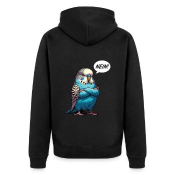 Nein Wellensittich Wellensittiche Welli Wellis - Unisex Premium Bio Zip Hoodie - Schwarz - Hinten - Nico (187cm)