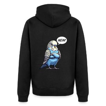Nein Wellensittich Wellensittiche Welli Wellis - Unisex Premium Bio Zip Hoodie - Schwarz - Hinten - Nico (187cm)