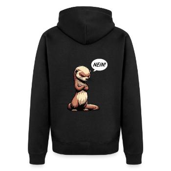 Nein Frettchen Frettchenhalter Frettchenbesitzer - Unisex Premium Bio Zip Hoodie - Schwarz - Hinten - Nico (187cm)
