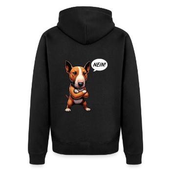 Nein Miniatur Bullterrier Bully Bullterrierhalter - Unisex Premium Bio Zip Hoodie - Schwarz - Hinten - Nico (187cm)