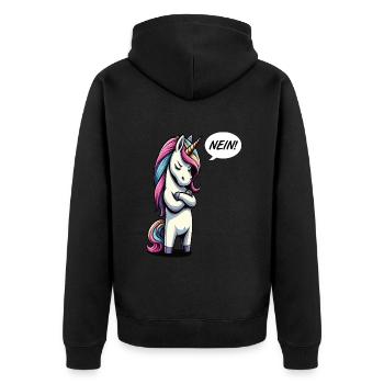 Nein Einhorn Einhörner Einhornfan Einhornliebhaber - Unisex Premium Bio Zip Hoodie - Schwarz - Hinten - Nico (187cm)
