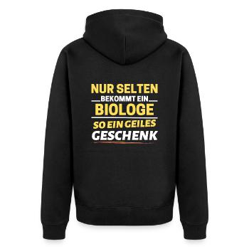 Selten bekommt ein Biologe so ein Geschenk - Unisex Premium Bio Zip Hoodie - Schwarz - Hinten - Nico (187cm)