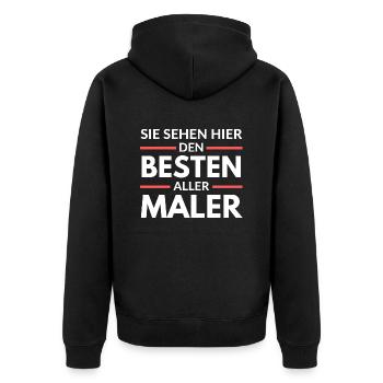 Sie sehen hier den Besten aller Maler - Unisex Premium Bio Zip Hoodie - Schwarz - Hinten - Nico (187cm)