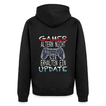 Videospiele Gaming - Unisex Premium Bio Zip Hoodie - Schwarz - Hinten - Nico (187cm)