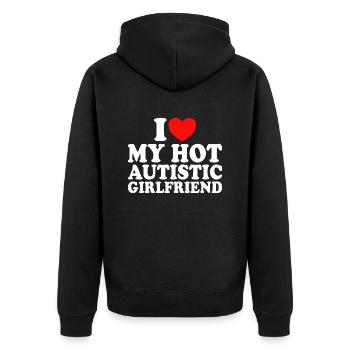 Adore Ma Copine J'aime Ma Petite Amie Autiste - Veste à capuche bio Premium Unisexe - noir - Dos - Nico (187cm)