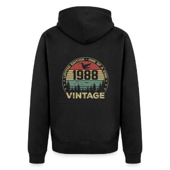Vintage 1988 Original 1988 Retro Birthday 1988 - Unisex Premium Organic Zip Hoodie - black - Back - Nico (187cm)