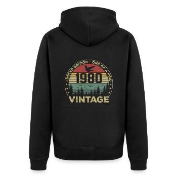 Vintage 1980 Original 1980 Rétro Anniversaire 1980 - Veste à capuche bio Premium Unisexe - noir - Dos - Nico (187cm)