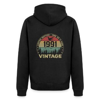 Vintage 1991 Original 1991 Rétro Anniversaire 1991 - Veste à capuche bio Premium Unisexe - noir - Dos - Nico (187cm)