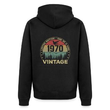 Vintage 1970 Original 1970 Rétro Anniversaire 1970 - Veste à capuche bio Premium Unisexe - noir - Dos - Nico (187cm)