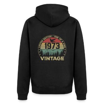 Jahrgang 1973 Original 1973 Retro Geburtstag 1973 - Unisex Premium Bio Zip Hoodie - Schwarz - Hinten - Nico (187cm)