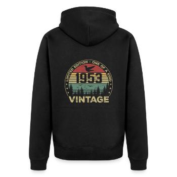 Vintage 1953 Original 1953 Retro Anniversary 1953 - Unisex Premium Organic Zip Hoodie - black - Back - Nico (187cm)