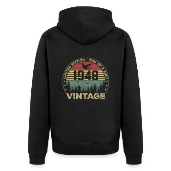 Jahrgang 1948 Original 1948 Retro Geburtstag 1948 - Unisex Premium Bio Zip Hoodie - Schwarz - Hinten - Nico (187cm)