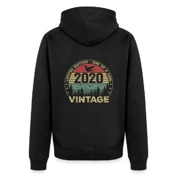 Vintage 2020 Original 2020 Retro Anniversary 2020 - Unisex Premium Organic Zip Hoodie - black - Back - Nico (187cm)