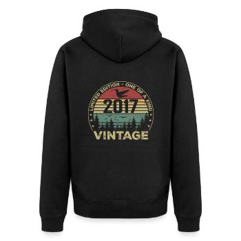 Vintage 2017 Original 2017 Retro Anniversary 2017 - Unisex Premium Organic Zip Hoodie - black - Back - Nico (187cm)