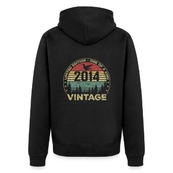 Vintage 2014 Original 2014 Retro Birthday 2014 - Unisex Premium Organic Zip Hoodie - black - Back - Nico (187cm)